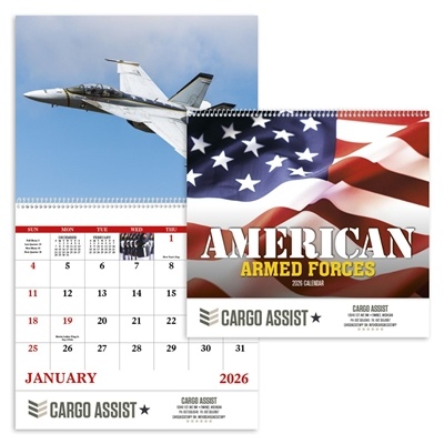 Custom American Armed Forces | Spiral Calendar | 1 Color Imprint
