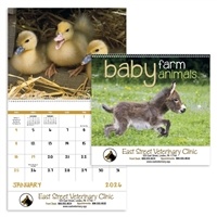 Custom Baby Farm Animals Spiral Calendar | 1 Color Imprint
