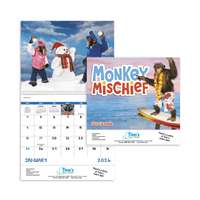 Monkey Mischief Spiral Calendar | Humorous 13-Month Custom Calendar