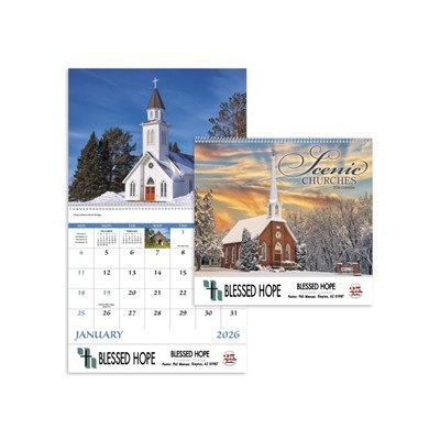 Scenic Churches Spiral Calendar | Religious Promotional Calendar 2025