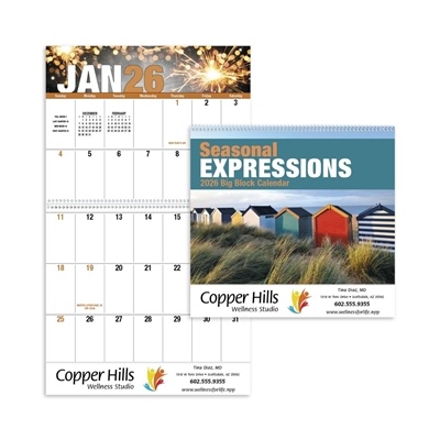 Good Value Seasonal Expressions Big Block Calendar | 13-Month Promotional Calendar