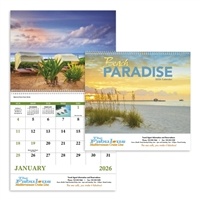 Custom Beach Paradise Spiral Calendar | 1 Color Imprint
