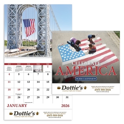 Custom Celebrate America Spiral Calendar | 1 Color Imprint