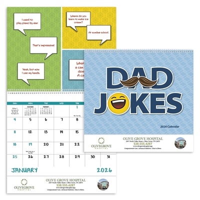 Dad Jokes Spiral Calendar | Funny Custom Promo Calendar | 1 - Color Imprint