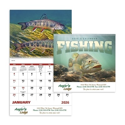 Fishing Spiral Calendar | Custom Branded Outdoor Calendars | 1- Color Imprint