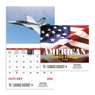 Custom American Armed Forces Stapled Calendar | 1 Color Imprint