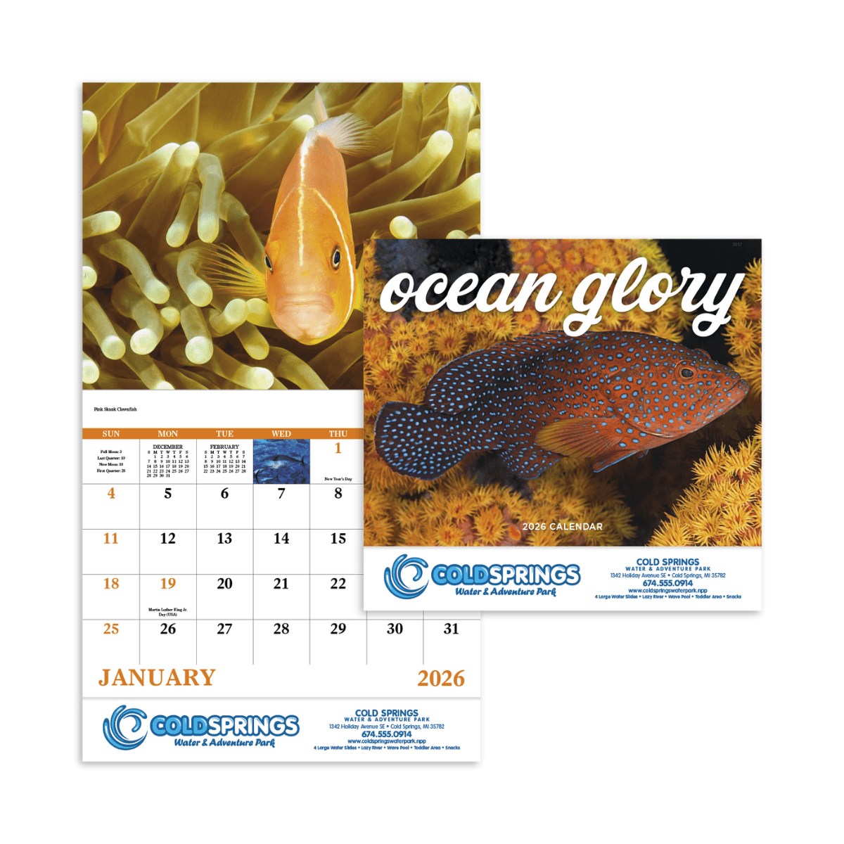 Ocean Glory Stapled Calendar | Custom Sea Life Promotional Calendar 2025