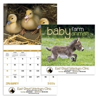 Custom Baby Farm Animals Stapled Calendar | 1 Color Imprint