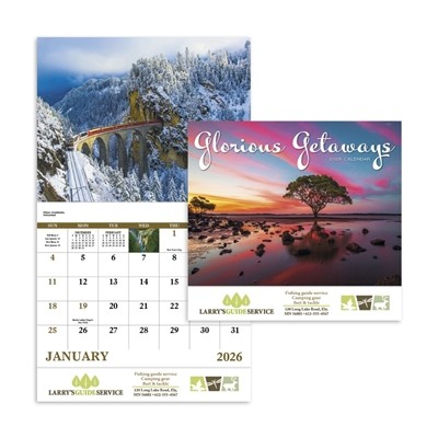 Glorious Getaways Stapled Calendar | Custom Travel Promotional Calendars