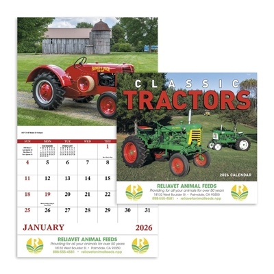 Classic Tractor Stapled Calendar | 1-Color Custom Imprint Promo