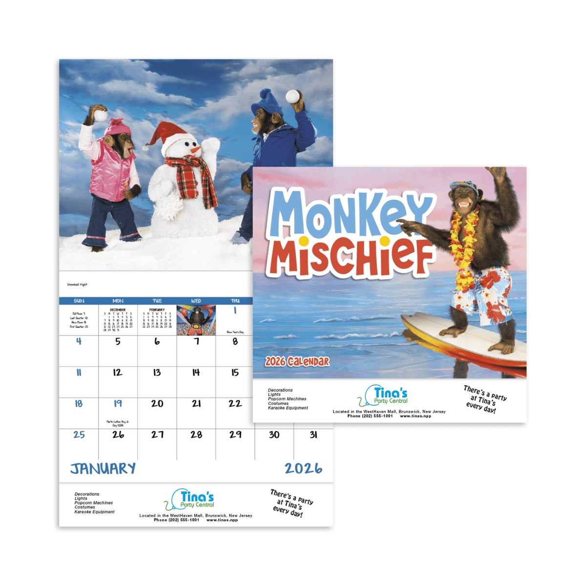 Monkey Mischief Stapled Calendar | Fun 13-Month Custom Calendar