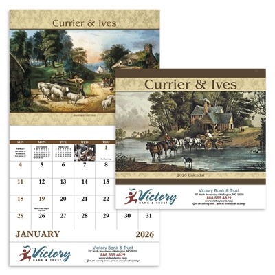 Currier & Ives Stapled Calendar | Custom Vintage Promo Calendar