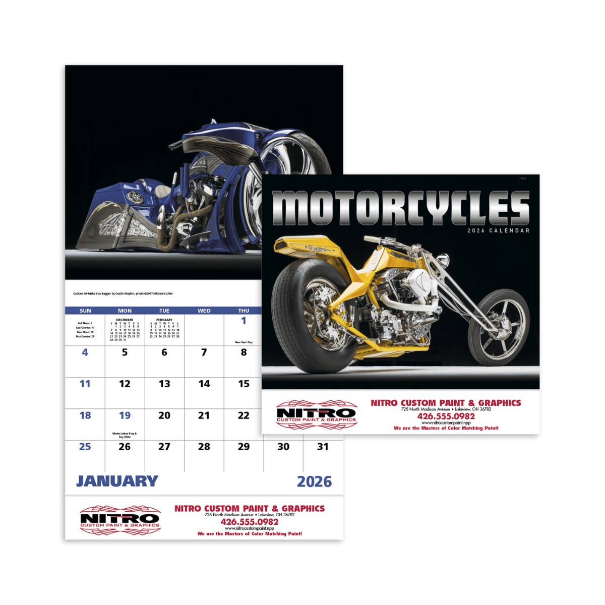 Motorcycles Stapled Calendar | Custom 13-Month Biker Calendar