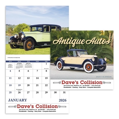 Custom Antique Auto Stapled Calendar |1 Color Imprint