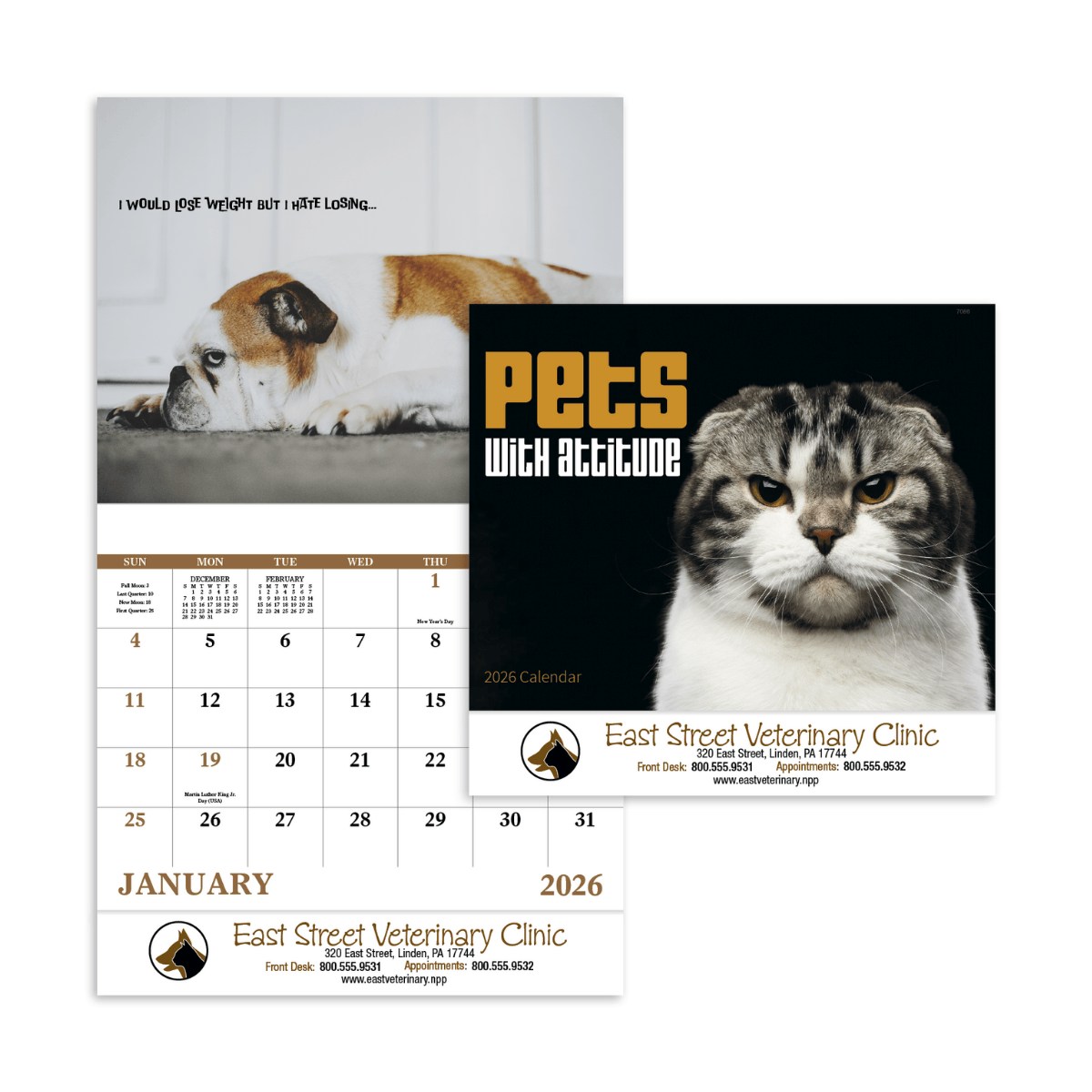 Pets with Attitude Stapled Calendar | Funny Animal Promo Calendar 2025