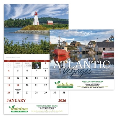 Custom Atlantic Voyages Stapled Calendar | 1 Color Imprint