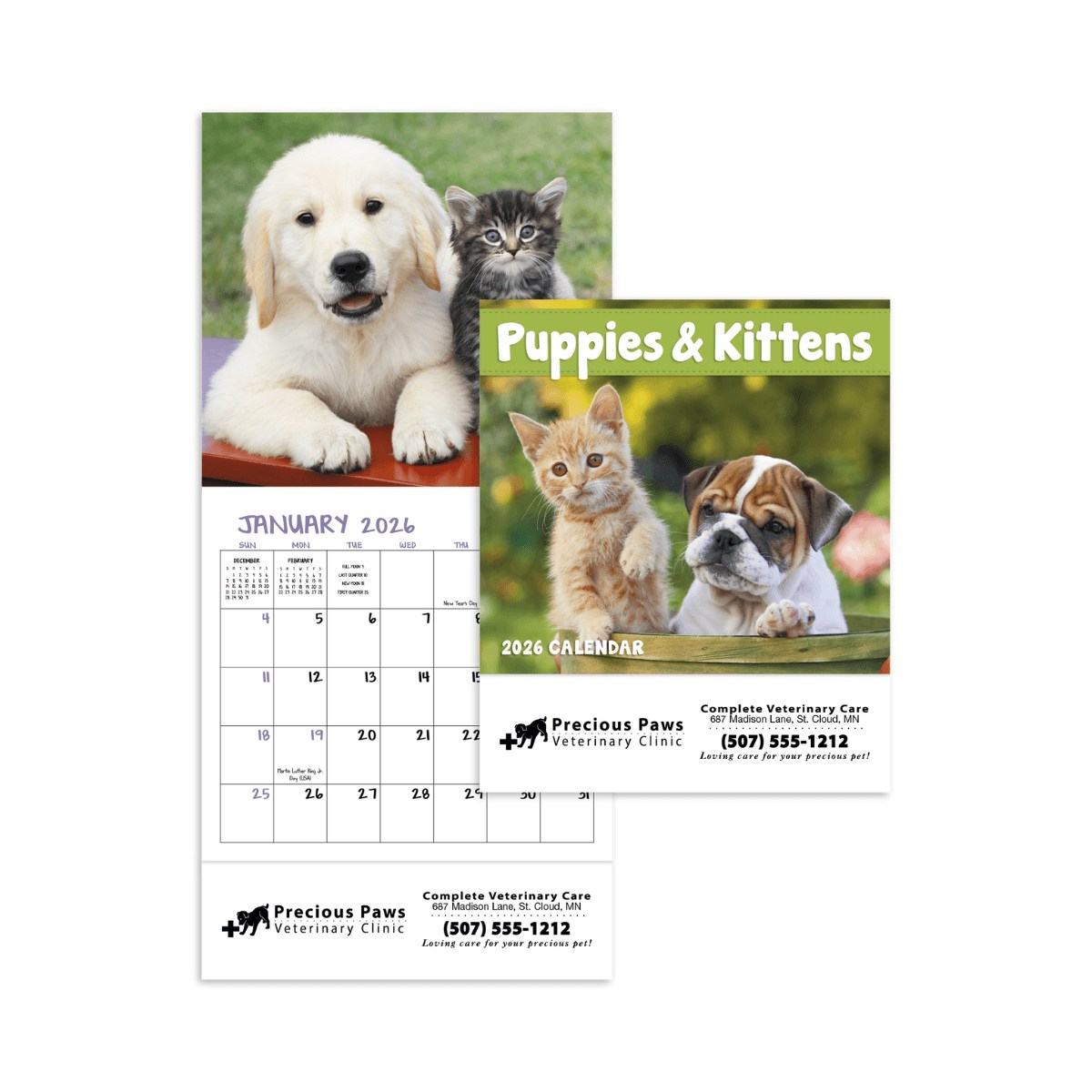 Puppies & Kittens Mini Calendar | Cute Pet Promotional Mini Calendar 2025