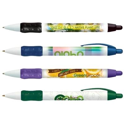 WideProfile Design Grip Pen - Plunger Action Pen with Soft Grip and Custom Full Color Imprint