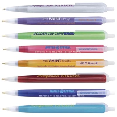 Tri-Stic Clear Plunger-Action Pen | Unique 3-Sided Design for Custom Imprints