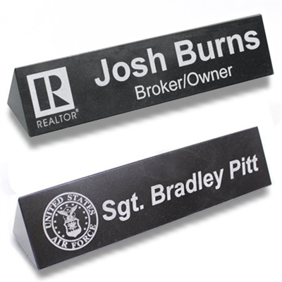 Black Marble Desk Name Bar