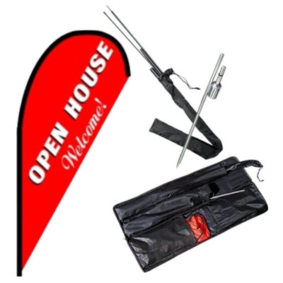 Open House Teardrop Flag Kit - Red | Real Estate Display Flag