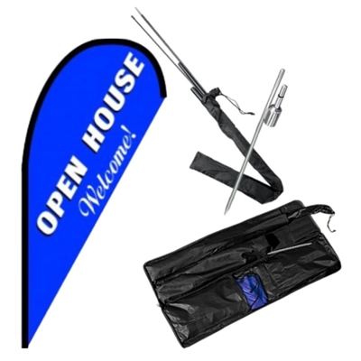 Open House Teardrop Flag Kit - Blue | Real Estate Feather Flag