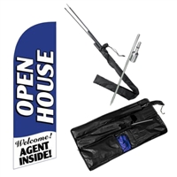 Open House Feather Flag Kit - Blue & White | Real Estate Display Flag