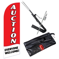 Blue Auction Feather Flag Kit | Outdoor Auction Advertising Flag