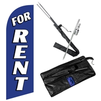 Blue For Rent Feather Flag Kit | Outdoor Rental Advertising Flag