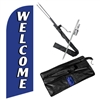 Blue & White Welcome Feather Flag Kit | Outdoor Event Flag