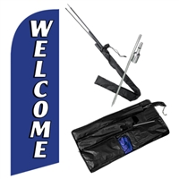 Blue & White Welcome Feather Flag Kit | Outdoor Event Flag
