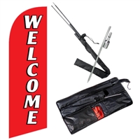Red & White Welcome Feather Flag Kit | Outdoor Event Flag