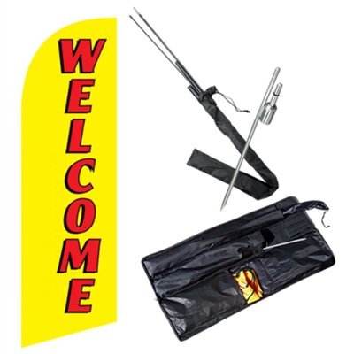 Yellow & Red Welcome Feather Flag Kit | Outdoor Event Flag