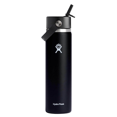 Hydro Flask Wide Mouth 24oz Bottle with Flex Straw Cap |Custom Laser Engraved Water Bottle