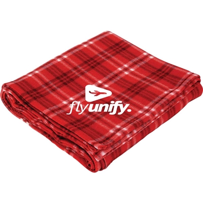 Rollable Plaid Fleece Throw Blanket | Custom Branding & Classic Design