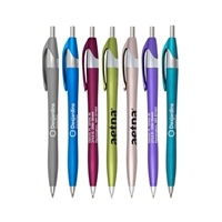 Javalina Comfort Spring Pen | Soft Touch Promotional Pen | Metallic Spring Colors | Blue & Black Ink