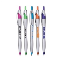 Javalina Chrome Bright Pen | Bright Promotional Pen | Silver Barrel | Blue & Black Ink