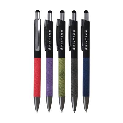 Custom EcoMetal Denim Stylus Pen | Laser Engraved Logo Printing