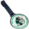 Round Metal Bag Tag | Full Color Imprinted Logo & Leather Strap