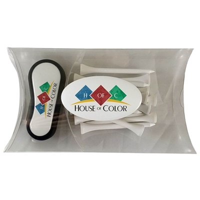 Oakmont Pillow Pack | Custom Golf Tees & Flix Lite DS Divot Tool with Logo