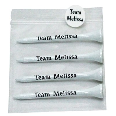 Custom Golf Tee and Ball Marker Set â€“ Includes (4) 3 1/4" Golf Tees & (1) Ball Marker in Reusable Zip Lock Bag