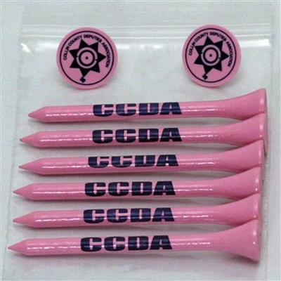 Custom Golf Tee and Ball Marker Pack | Promotional Giveaway for Golf Events | (6) 3 1/4" Golf Tees & (2) Ball Markers