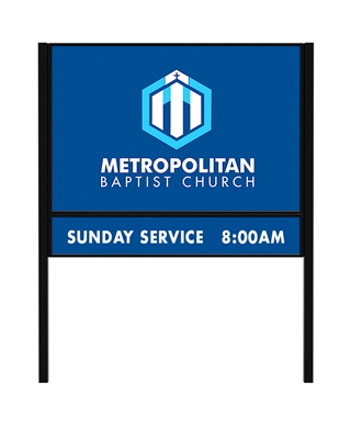 Double panel architectural aluminum sign frame system with powder-coated finish