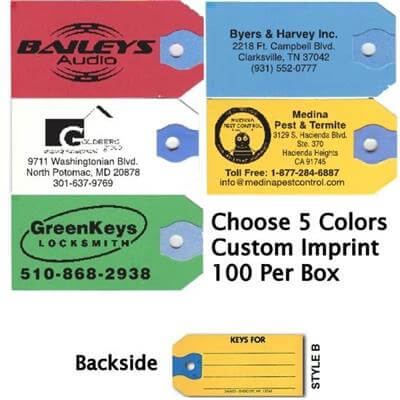 Printed Paper Key Tags - 100 Per Box | Sanzo Specialties