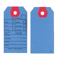 Blue  Key Tags w PROPERTY MANAGEMENT Print- Qty 1000