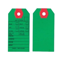 Green Key Tags w PROPERTY MANAGEMENT Print- Qty 1000