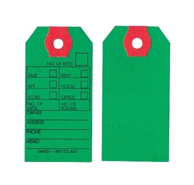 Green Key Tags w PROPERTY MANAGEMENT Print- Qty 1000