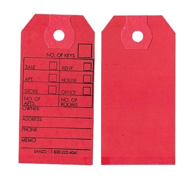 Red Key Tags w PROPERTY MANAGEMENT Print- Qty 1000