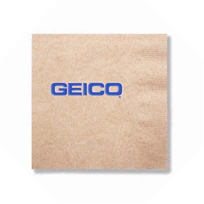 Foil Stamped 1-Ply Kraft Beverage Napkin | Elegant Recycled Hospitality Napkin