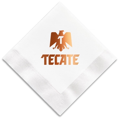 Foil Stamped 3-Ply White Beverage Napkin | Custom Metallic & Matte Napkins